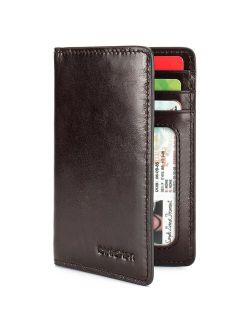 Slim Leather ID/Credit Card Holder Bifold Front Pocket Wallet with RFID Blocking