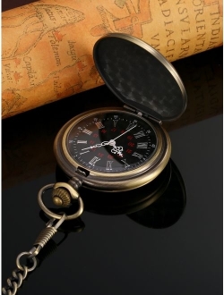 Mudder Smooth Antique Quartz Pocket Watch with Steel Chain