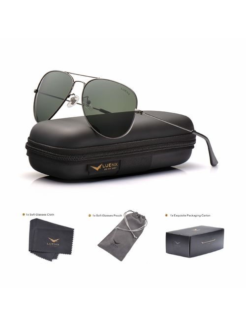 LUENX Aviator Sunglasses Polarized for Men Women-Mirror/Non-mirror UV400 with Case