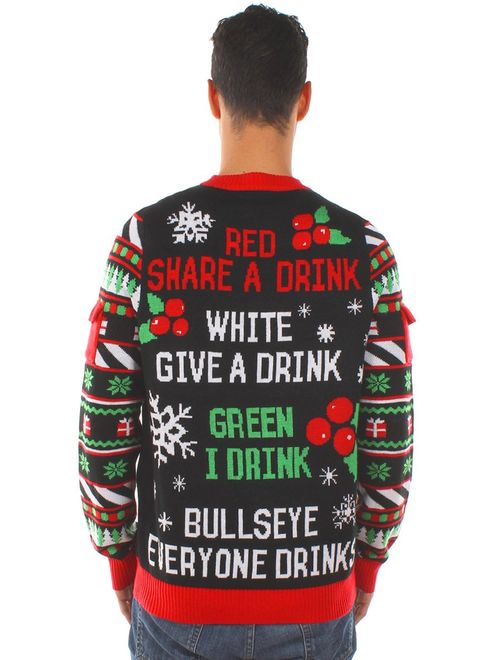 Tipsy Elves Men's Drinking Game Ugly Christmas Sweater - Funny Christmas Sweater