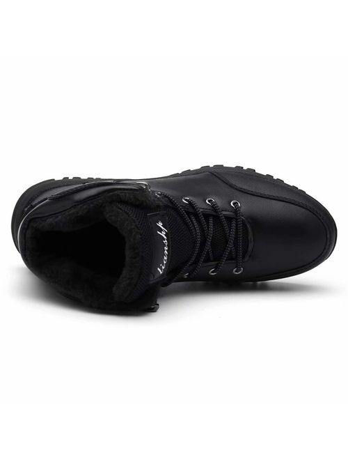 Lianshp Men's Warm Winter Snow Boots Water Resistant Warm Fur,Outdoor Anti-Slip Shoes,Shoe Lace Hook