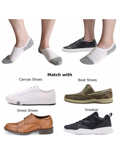 No Show Socks for Men 8 pack Cotton Thin Low Cut Non Slip for Loafer Flats Sneakers 6-11/12-15