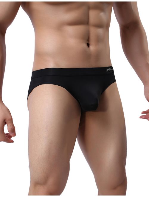 Ekouaer Men's Underwears Ice Silk Low Rise Sexy Bikinis and Briefs 3 Pack