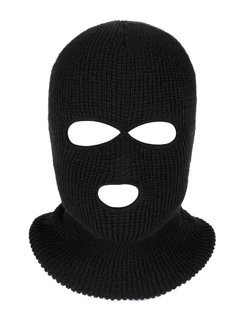 SATINIOR 3-Hole Knitted Full Face Cover Ski Mask, Adult Winter Balaclava Warm Knit Full Face Mask for Outdoor Sports