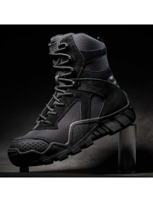 FREE SOLDIER Outdoor Men's Tactical Military Boots Suede Leather Work Boots Combat Hunting Boots
