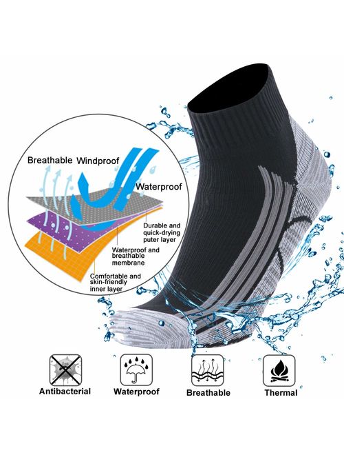 SuMade 100% Waterproof Breathable Socks, Unisex Cushioned Wicking Dry Fit Outdoor Sports Hiking Running Skiing Socks 1 Pair