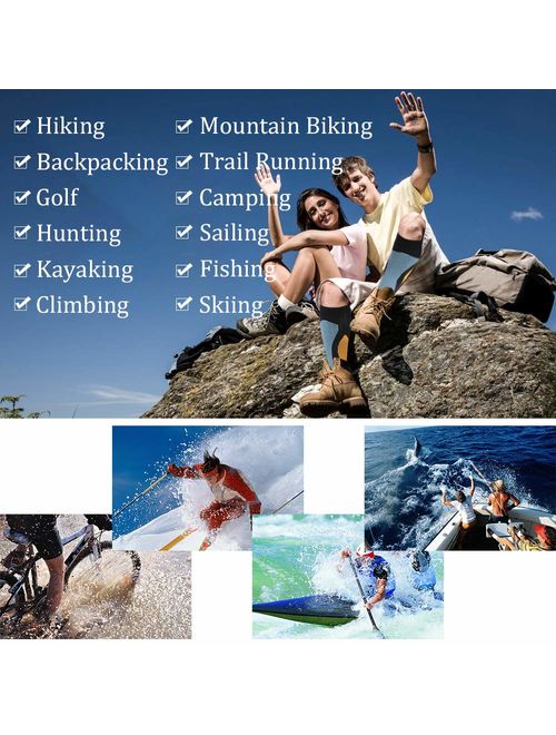 SuMade 100% Waterproof Breathable Socks, Unisex Cushioned Wicking Dry Fit Outdoor Sports Hiking Running Skiing Socks 1 Pair