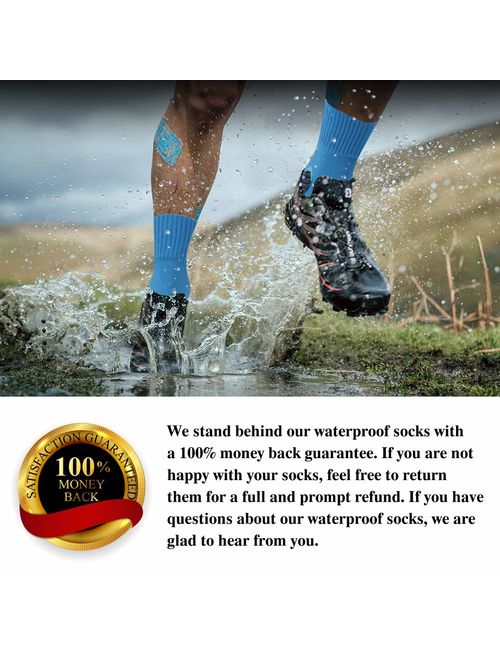 SuMade 100% Waterproof Breathable Socks, Unisex Cushioned Wicking Dry Fit Outdoor Sports Hiking Running Skiing Socks 1 Pair