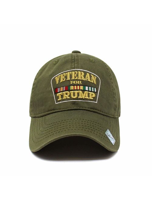 Veterans for Trump Dad Hat Cotton Ball Cap Baseball Cap Hand Wash PC101