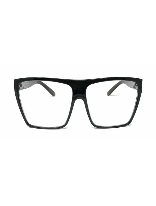 Super Oversized Eyeglasses Flat Top Square Clear Lens Glasses Frames