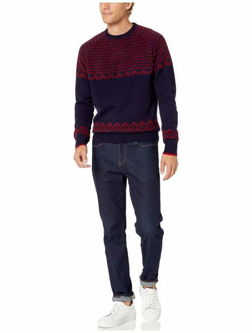 Amazon Brand - Goodthreads Men's Lambswool Fairisle Crewneck Sweater