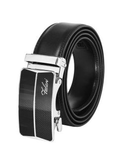 Falari Genuine Leather Dress Ratchet Belt Automatic Buckle Holeless Adjustable Size