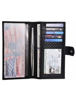 Checkbook Covers for Men and Women - Leather RFID Blocking Standard Check Holder