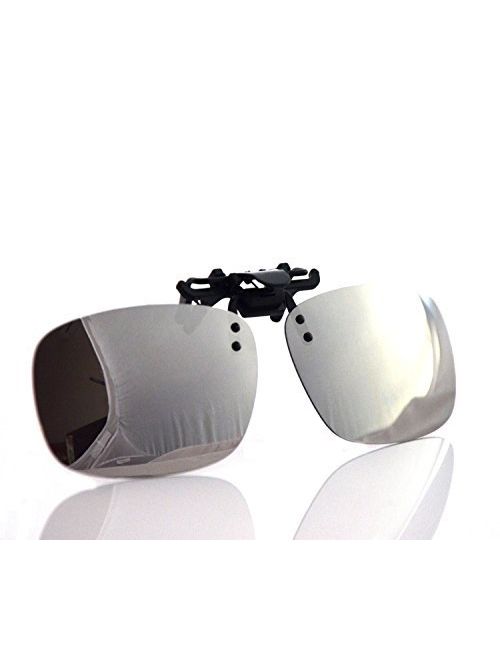 Besgoods Cool Silver Mirror Polarized Clip-on Flip up Sunglasses Plastic Lenses Glasses Outdoor Driving Fishing Sport