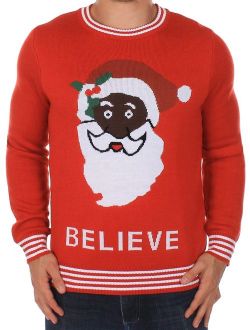Men's Ugly Christmas Sweater - Black Santa Sweater
