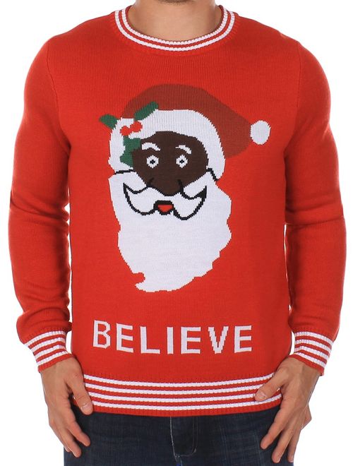 Tipsy Elves Men's Ugly Christmas Sweater - Black Santa Sweater