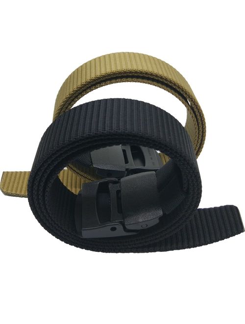 Hoanan 2 Pack Military Nylon Belt, 1.25" Wide No Metal Webbing Tactical Web Belt