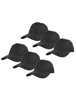 Gelante Plain Blank Baseball Caps Adjustable Back Strap Wholesale Lot 6 Pack