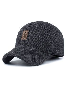 REGITWOW Men's Warm Wool Woolen Tweed Peaked Baseball Caps Hat with Fold Earmuffs Warmer