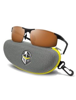 BLUPOND Polarized Sports Sunglasses for Men - Daytime Anti-Glare Copper TAC Lens - Metal Semi-Rimless Frame - Driving Fishing Shooting - Knight Visor
