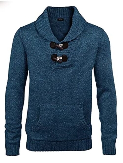 Men's Knitted Slim Fit Shawl Collar Sweater Long Sleeve Pullover