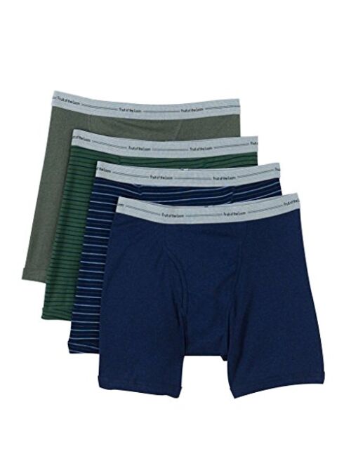 Fruit of the Loom Men's Stripe/Solid Assorted Boxer Briefs(Pack of 4)