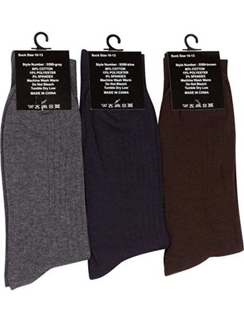 Sakkas Men's Cotton Blend Ribbed Dress Socks Value 6-Pack