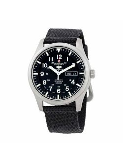 5 SPORTS Automatic made in Japan Black Dial Nylon Strap Watch SNZG15J1 Men's