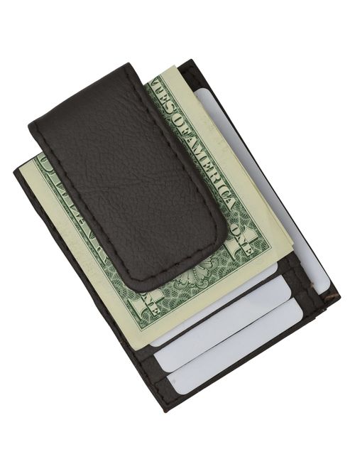 Genuine Leather Money Clip front pocket wallet with magnet clip and card ID Case