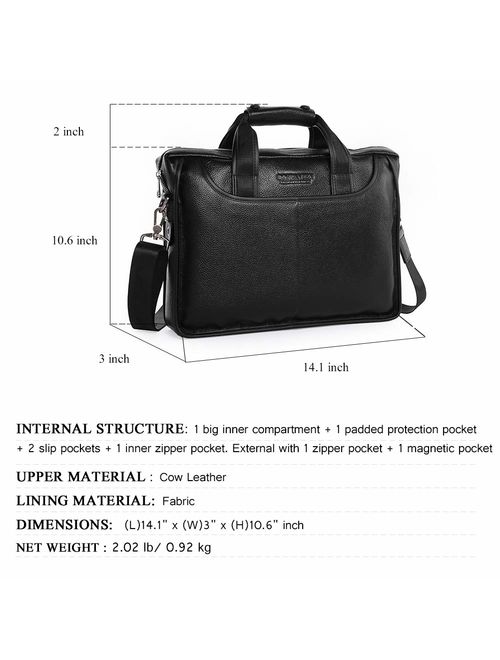 BOSTANTEN Leather Briefcase Laptop Handbag Messenger Business Bags for Men