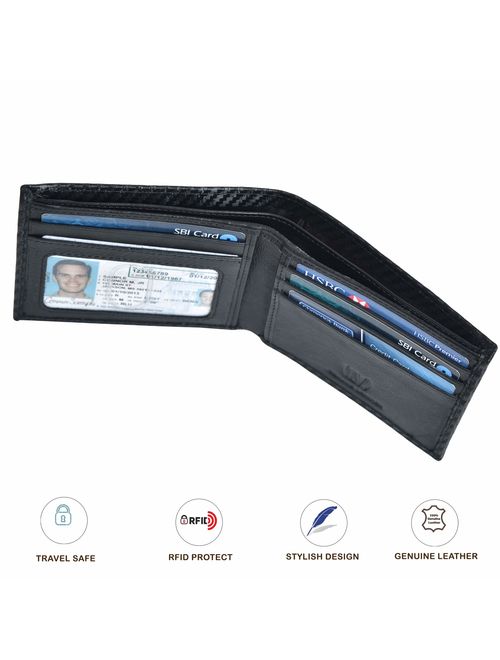 Genuine Leather RFID Blocking Handmade Bifold Wallet for Men - Slim Mens Wallet