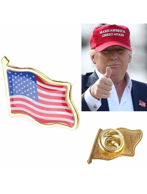Make America Great Again Donald Trump 2016 Campaign Hat Cap Embroidered USA Flag Lapel Pin Combo Pack by HomeSmith