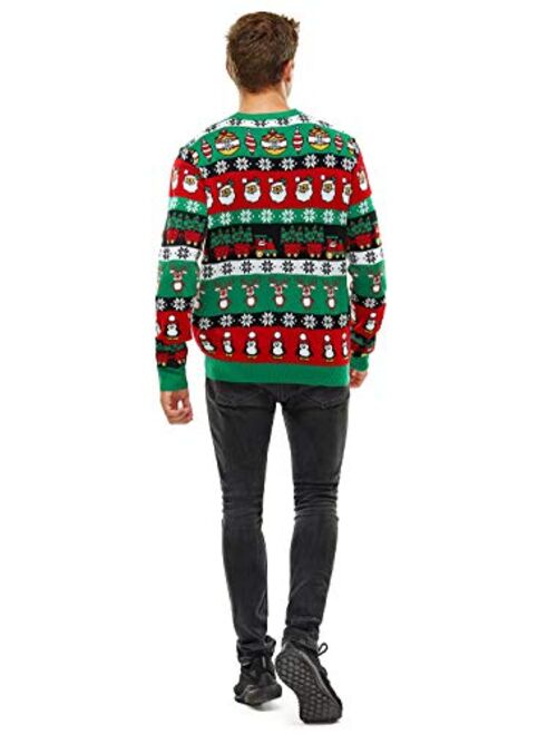 Unisex Mens Ugly Christmas Sweater Classic Fair Isle Cute Reindeer Knitted Funny Santa Pullover for Men