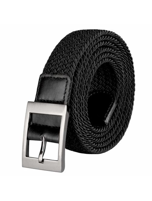 Drizzte Plus Size 43-75'' Long Stretch Elastic Big Mens Braided Waist Belt Black