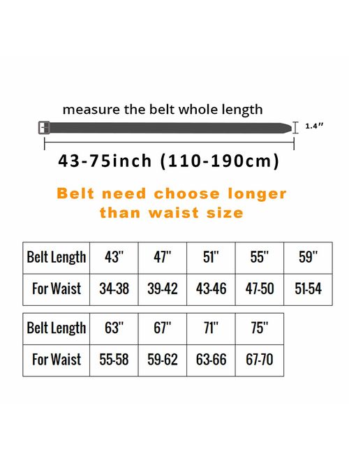 Drizzte Plus Size 43-75'' Long Stretch Elastic Big Mens Braided Waist Belt Black