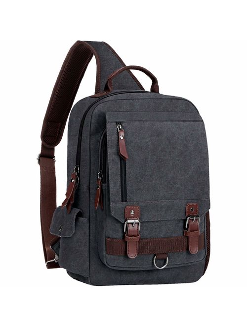 WOWBOX Sling Bag for Men Women Sling Backpack Laptop Shoulder Bag Cross Body Messenger Bag Fit 13.3" 15.6" Laptop Tablet