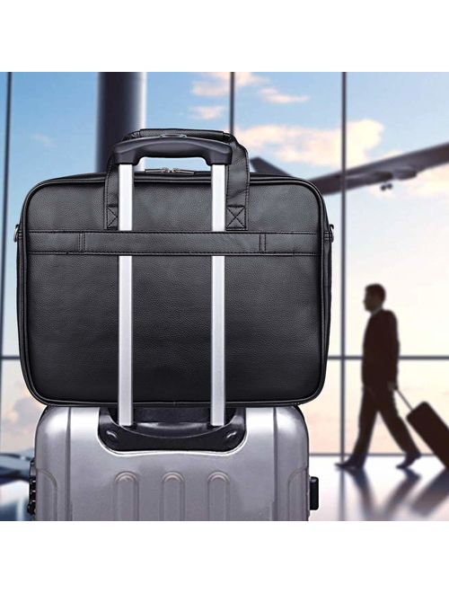 Jack&Chris Mens Briefcase Bag Leather 14" Laptop Messenger Bag Business Attache Case for Men MBYX014