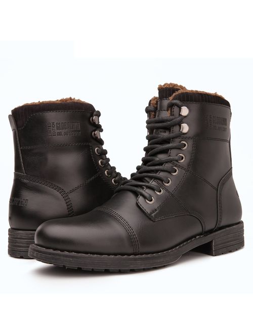 GLOBALWIN Mens Fashion Lace Up Cap Toe Winter Ankle Combat Boots
