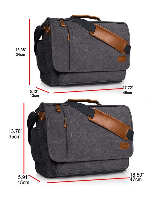 Estarer Laptop Messenger Bag 14-17.3 Inch Water-Resistance Canvas Shoulder Bag for Work College ...