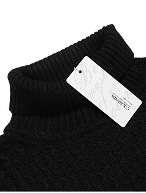 COOFANDY Men's Slim Fit Turtleneck Sweater Casual Knitted Twisted Pullover Solid Sweaters
