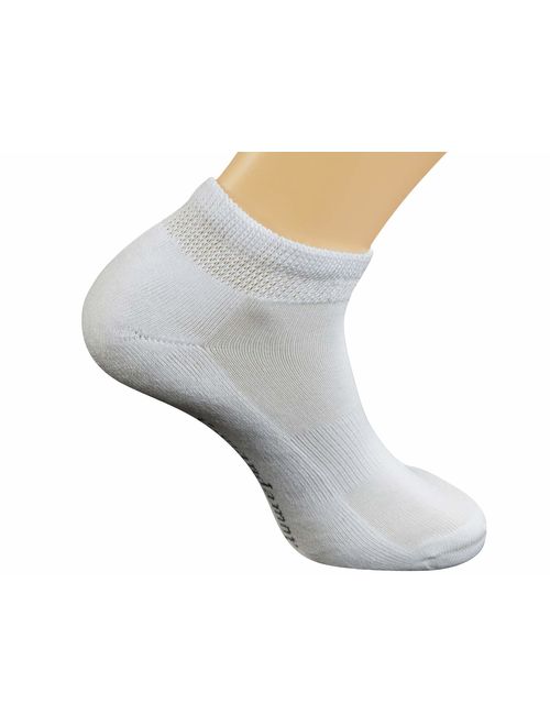 Yomandamor Mens Cotton Diabetic Low Cut Socks with Seamless Toe,5 Pairs