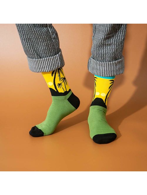 Men's Fun Dress Socks Patterned Crew Colorful Funky Fancy Novelty Funny Casual Socks for Men