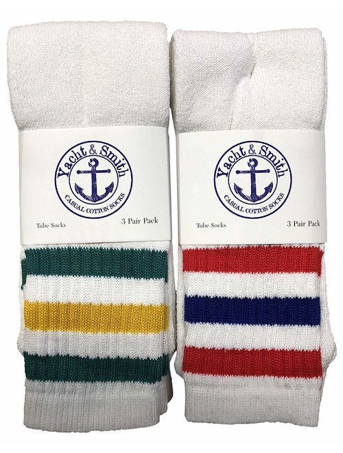 Yacht & Smith Mens Womens & Childrens Referee Old School Tube Socks, Striped, by SOCKS'NBULK