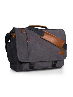 Estarer Canvas Leather Laptop School Messenger Bag Briefcase