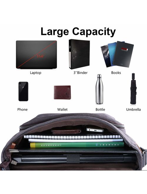 Estarer Canvas Leather Laptop School Messenger Bag Briefcase
