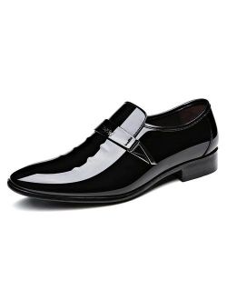 ZZHAP Men's Pointed-Toe Tuxedo Dress Shoes Casual Slip-on Loafer