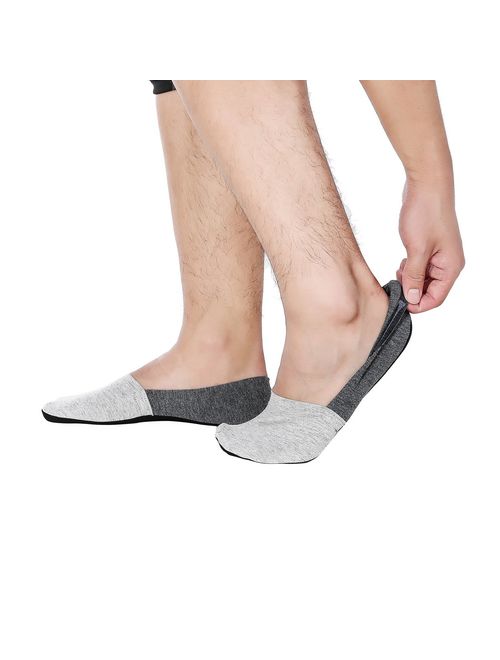 Mens No Show Socks Non-Slip Grips Casual Low Cut Boat Sock 6 Pack