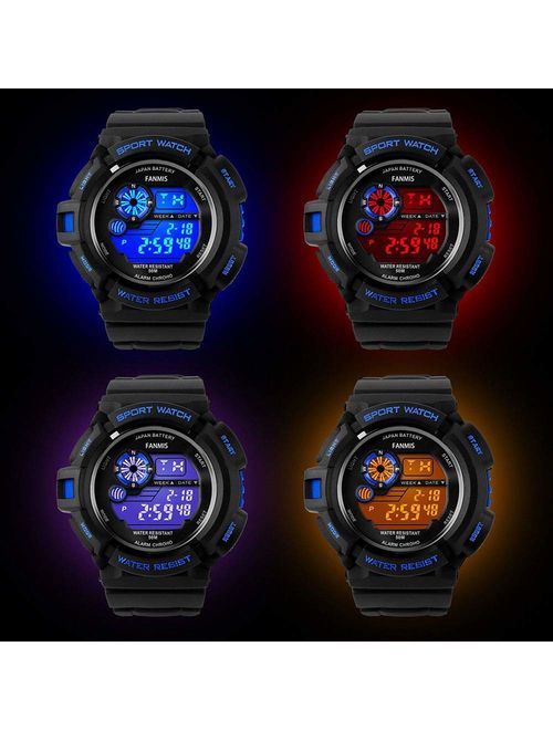 Fanmis Mens Military Multifunction Digital LED Watch Electronic Waterproof Alarm Quartz Sports Watch
