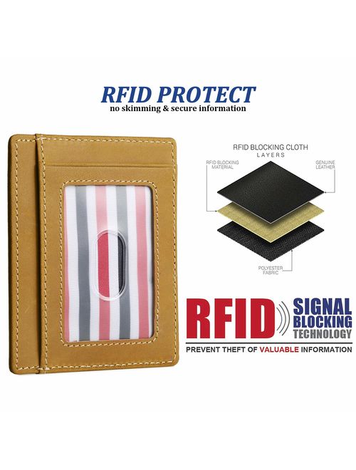 ALBRINT Rfid Minimalist Leather Wallets for Men and Women Front Pocket Wallet Slim Card Holder