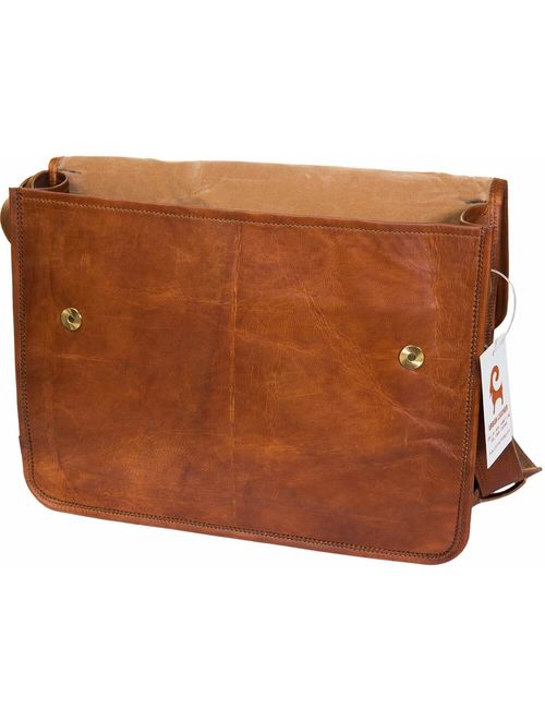 Urban Leather Laptop Shoulder Messenger Bags for Men & Women New Job Gifts for Teen Boys Office Work Executives Briefcase Cross body Fit - Flap Over Vintage Brown Satchel
